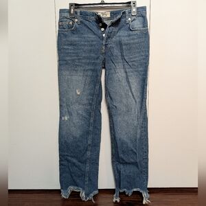 Free People We The Free Jeans with Distressed Cuffs and Button Fly Closure